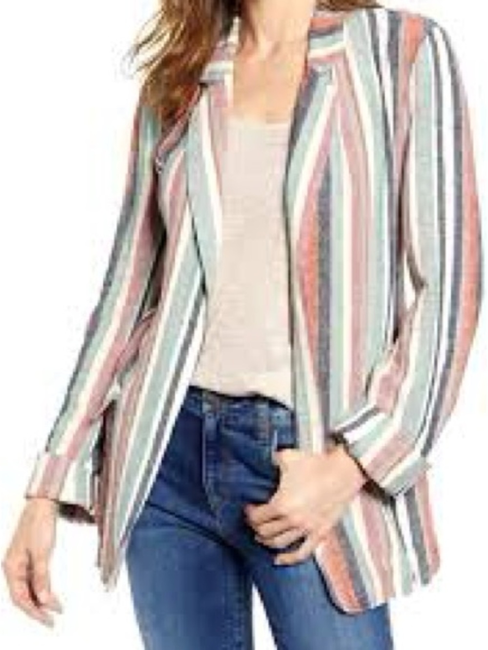 Caslon — Striped Linen-Blend Blazer